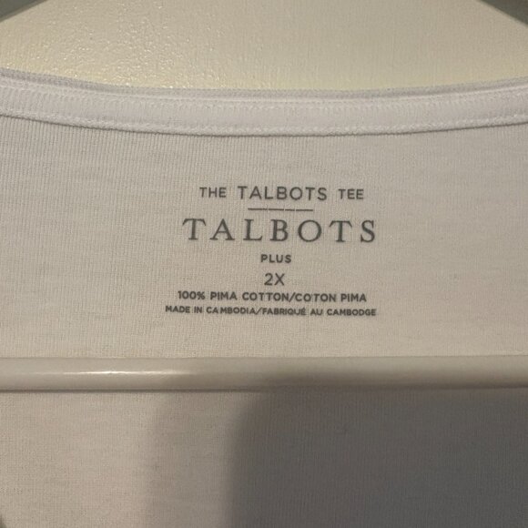 Talbots Womens Plus Classic White L/S Pima Crewneck Tee Shirt Top 2X 2024 - Picture 3 of 10